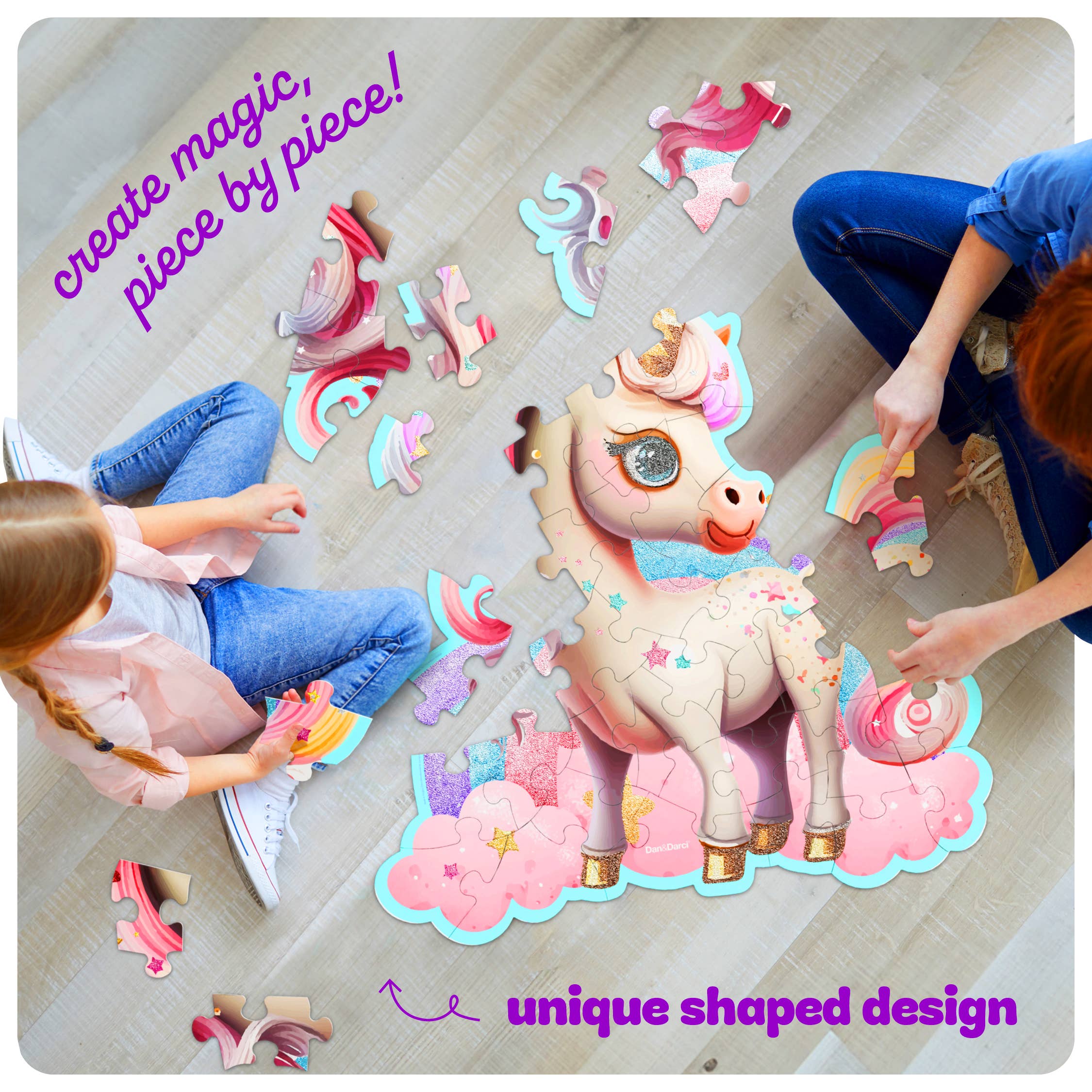 Shimmery Unicorn Floor Puzzle - 45 Giant Pieces, 30in x 36in Jumbo Kids Puzzle