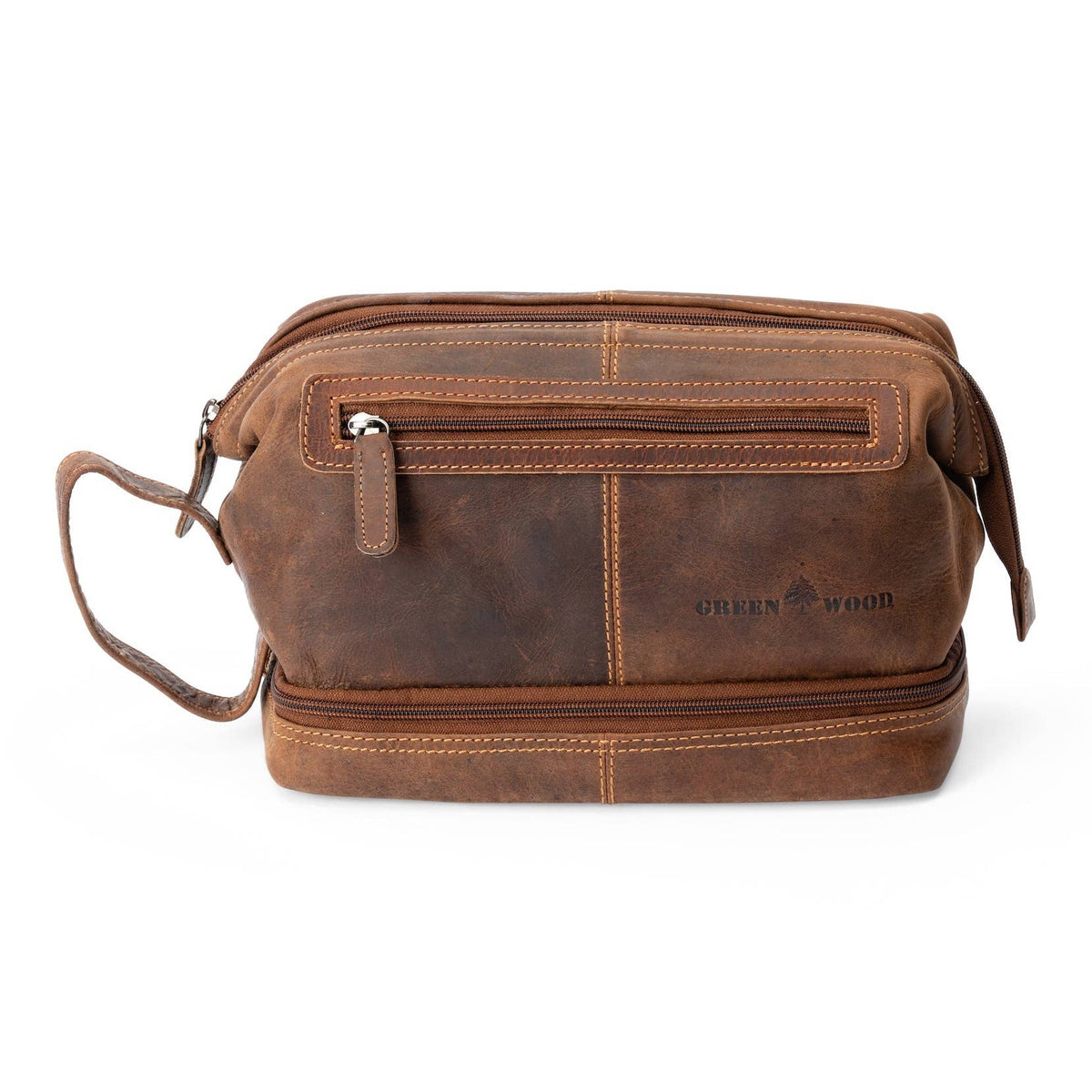 Greenwood Napier Leather Toiletry Bag — Full Grain Leather Dopp Kit with Zip Closure (Sandal) — image 1