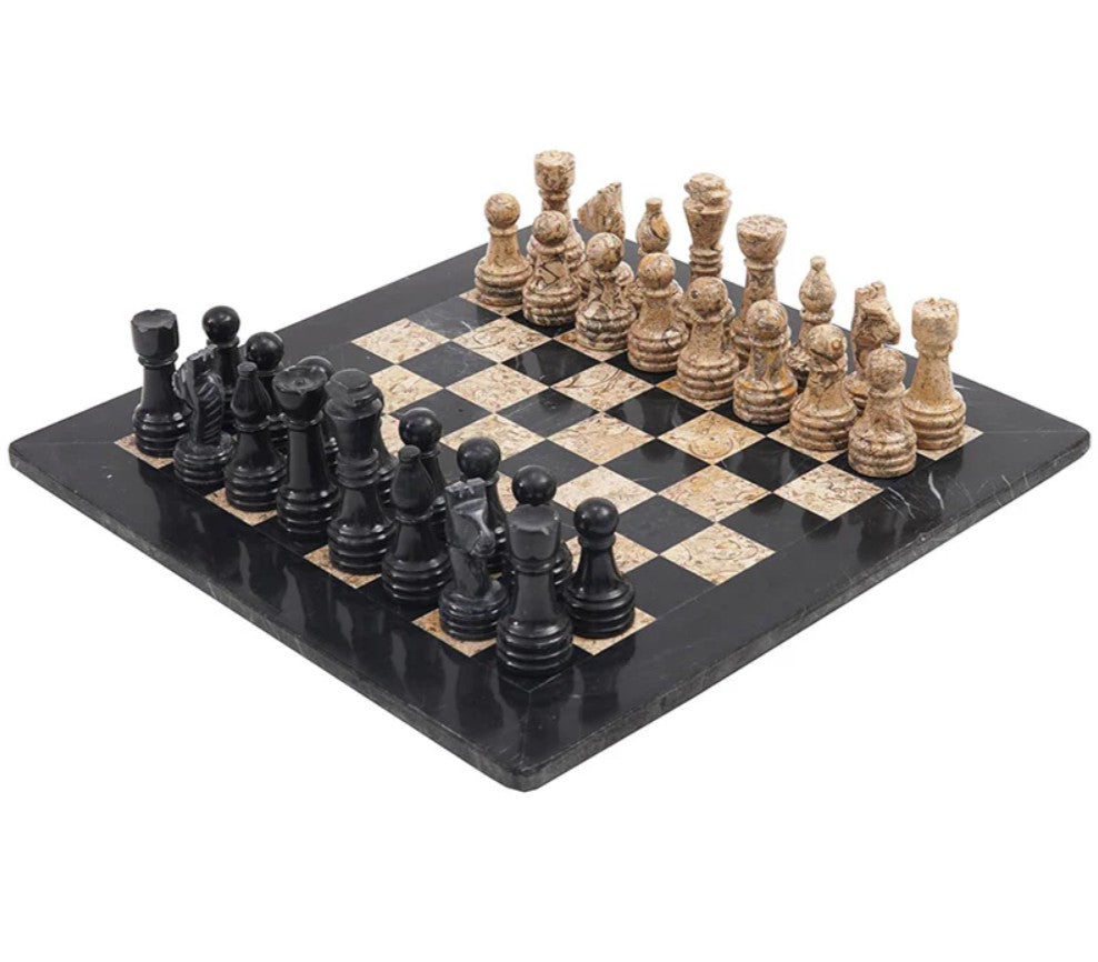 Handmade Marble Tournament Full Chess Game Set + Standard Storage Box