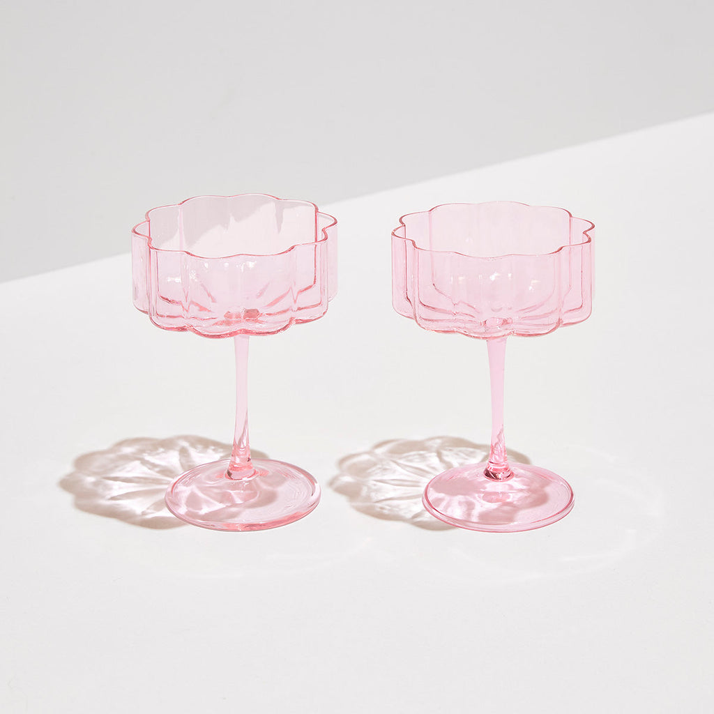 Fazeek Wave Coupe Glasses in Blush Pink — Set of 2 Handmade Borosilicate Sculptural Coupes, 250ml — image 5