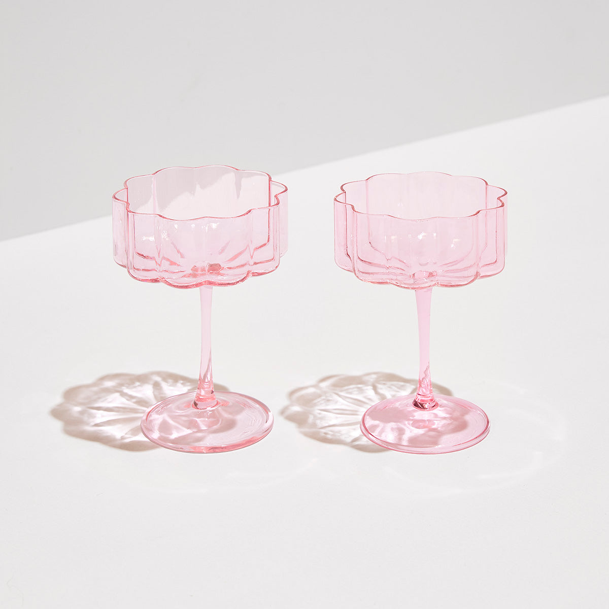 Fazeek Wave Coupe Glasses in Blush Pink — Set of 2 Handmade Borosilicate Sculptural Coupes, 250ml — image 5