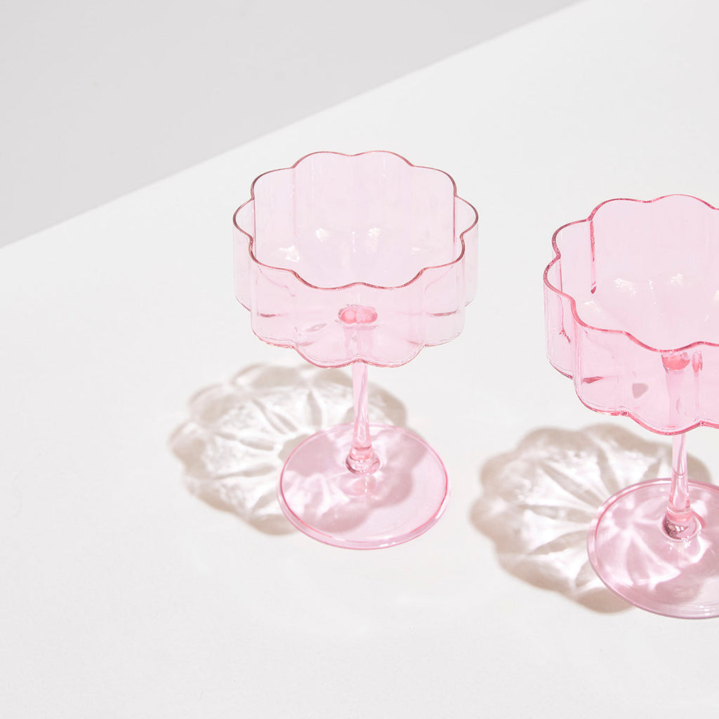 Fazeek Wave Coupe Glasses in Blush Pink — Set of 2 Handmade Borosilicate Sculptural Coupes, 250ml — image 7