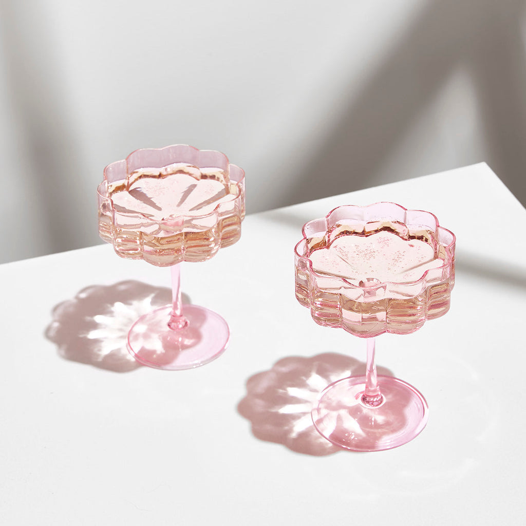 Fazeek Wave Coupe Glasses in Blush Pink — Set of 2 Handmade Borosilicate Sculptural Coupes, 250ml — image 6