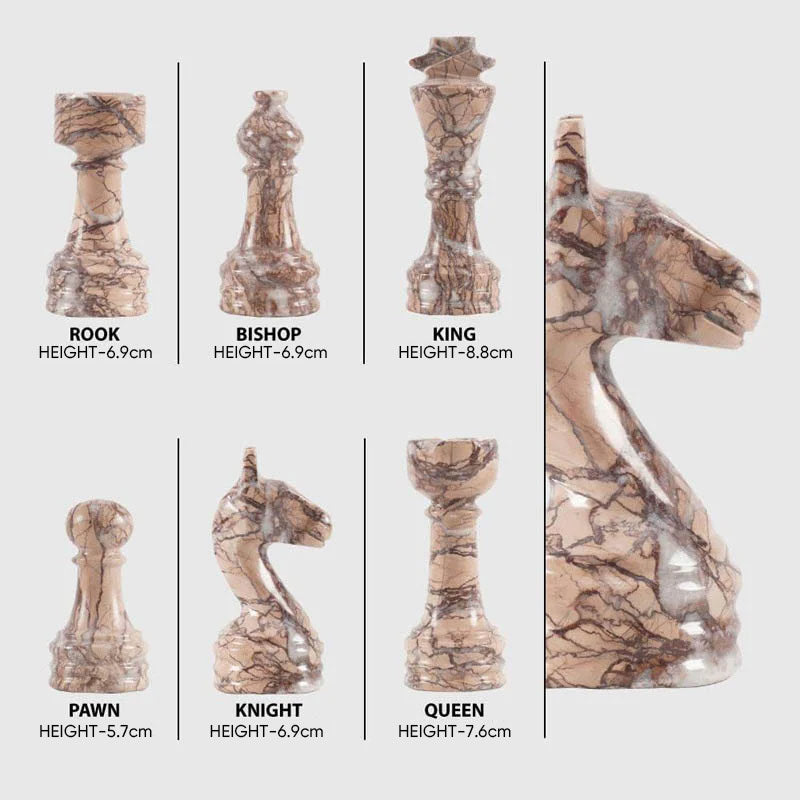 Marble Chess Set 38cm – Marinara & White