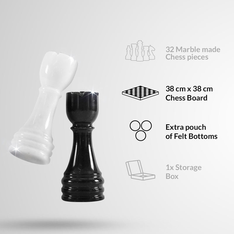 Marble Chess Set 38cm – Black & White