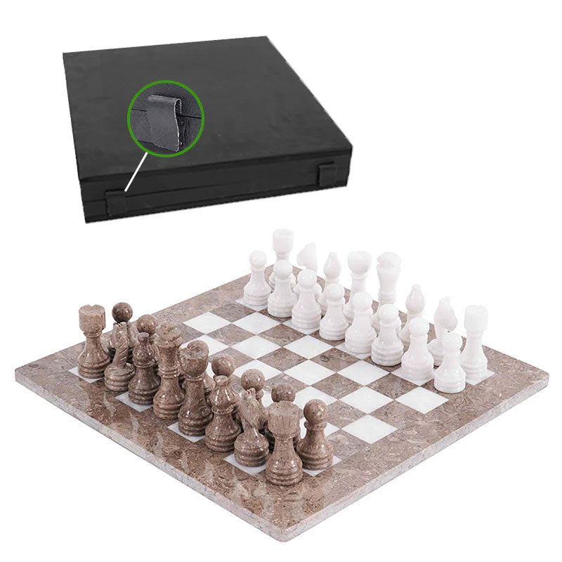 Marble Chess Set 38cm – Oceanic & White