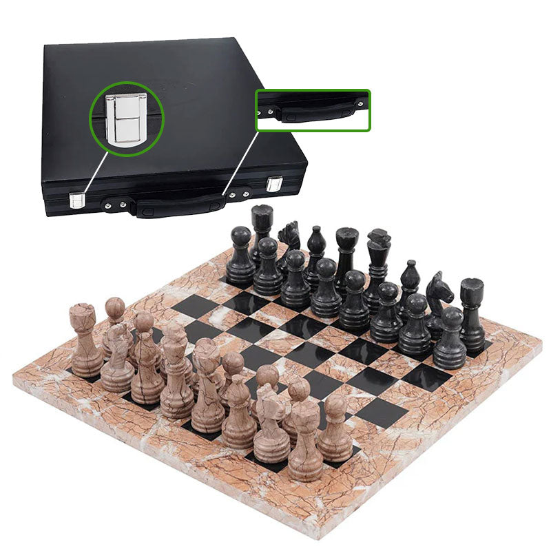 Marble Chess Set 38cm – Black & Marinara