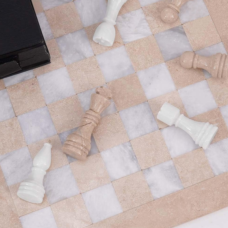 Marble Chess Set 38cm – Verona & White