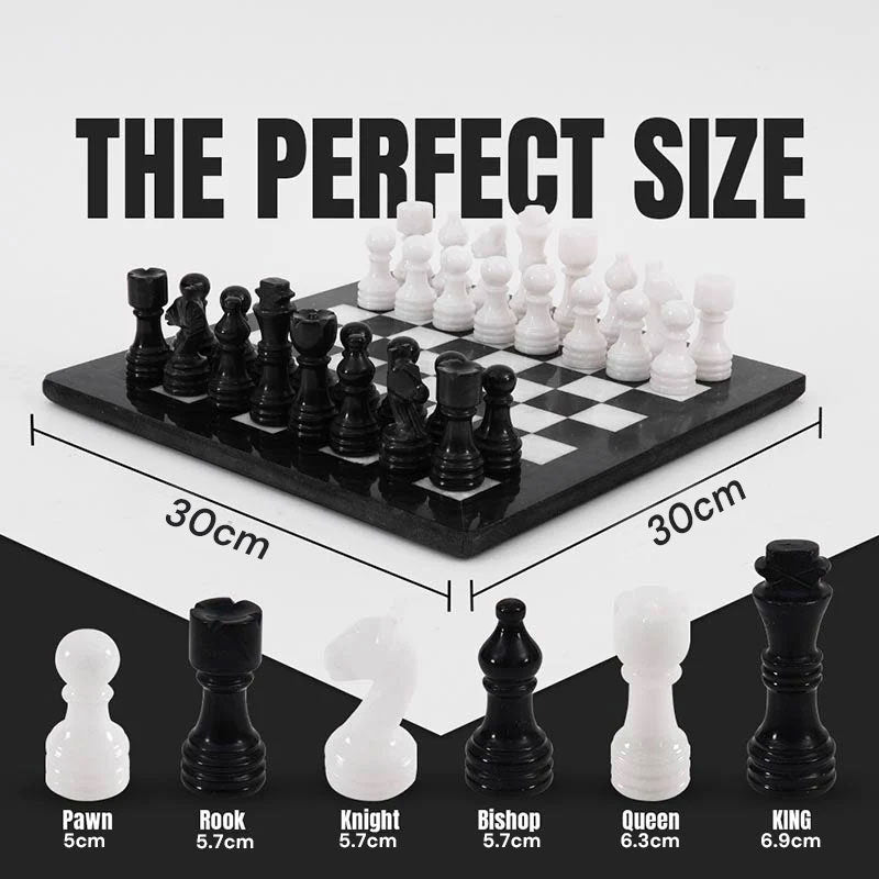 Marble Chess Set 30cm – Black & White