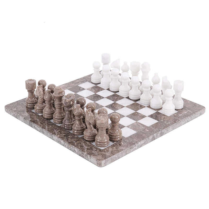 Marble Chess Set 30cm – Oceanic & White