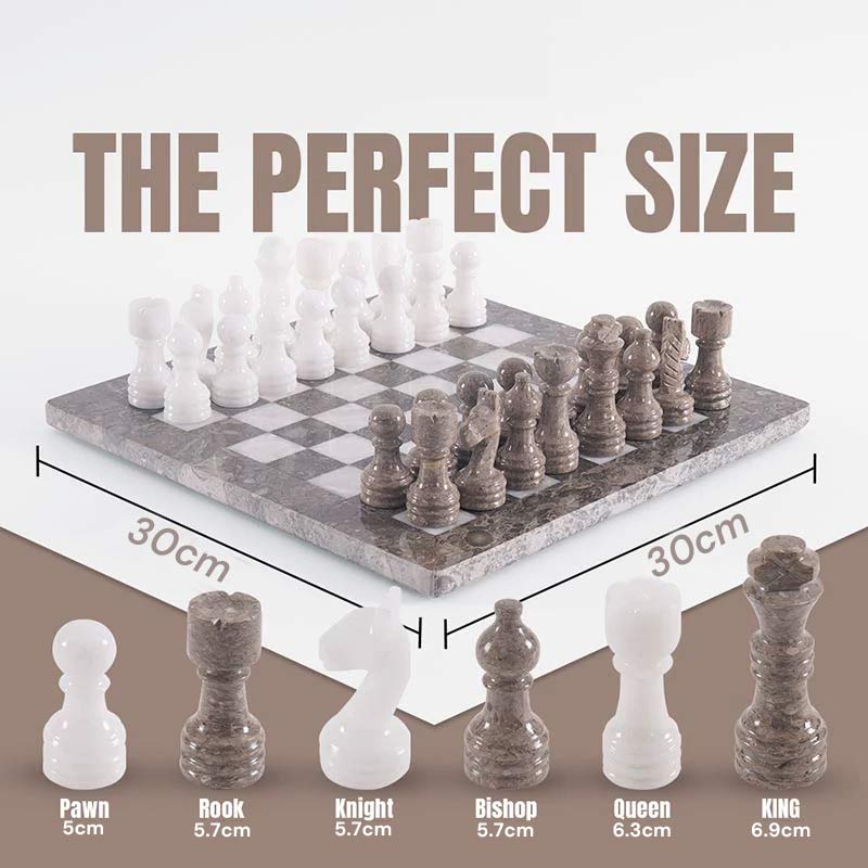 Marble Chess Set 30cm – Oceanic & White
