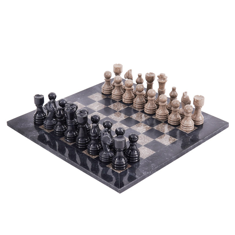 Marble Chess Set 38cm – Black & Oceanic