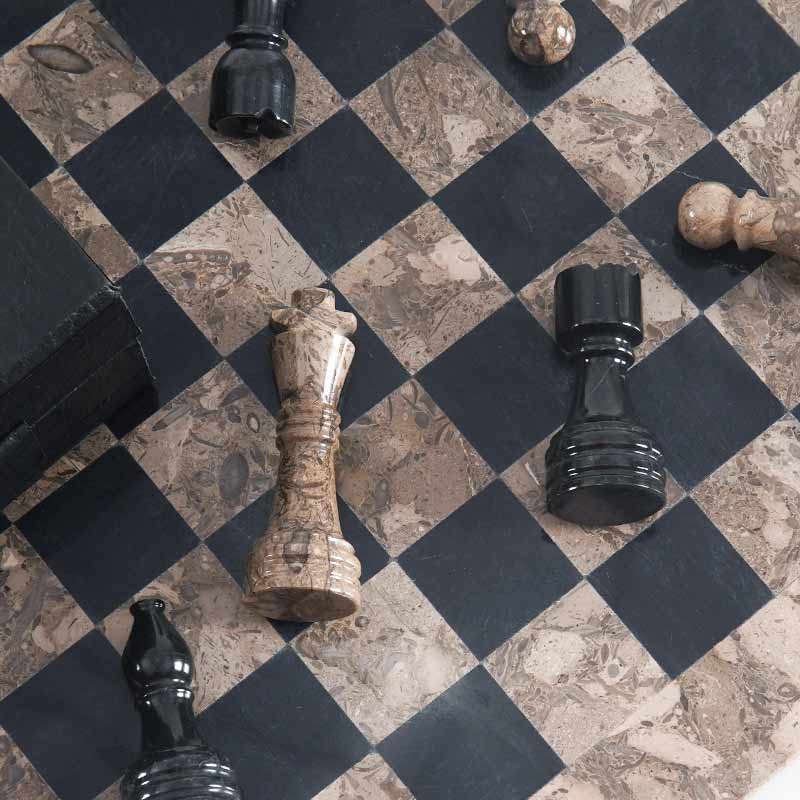 Marble Chess Set 38cm – Black & Oceanic