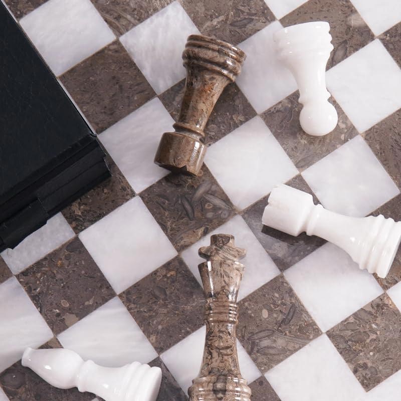Marble Chess Set 38cm – Oceanic & White