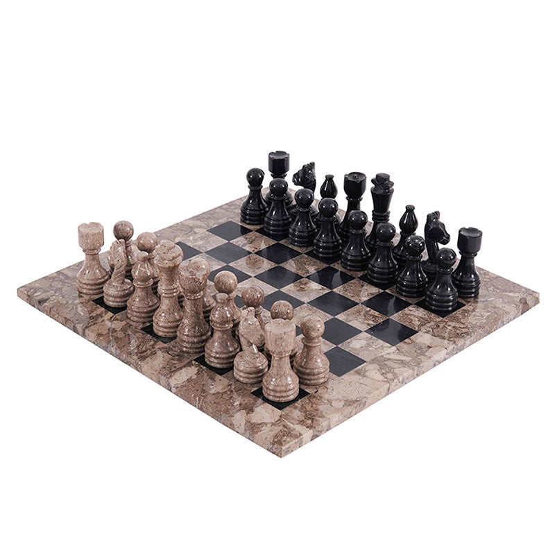 Marble Chess Set 38cm – Black & Oceanic