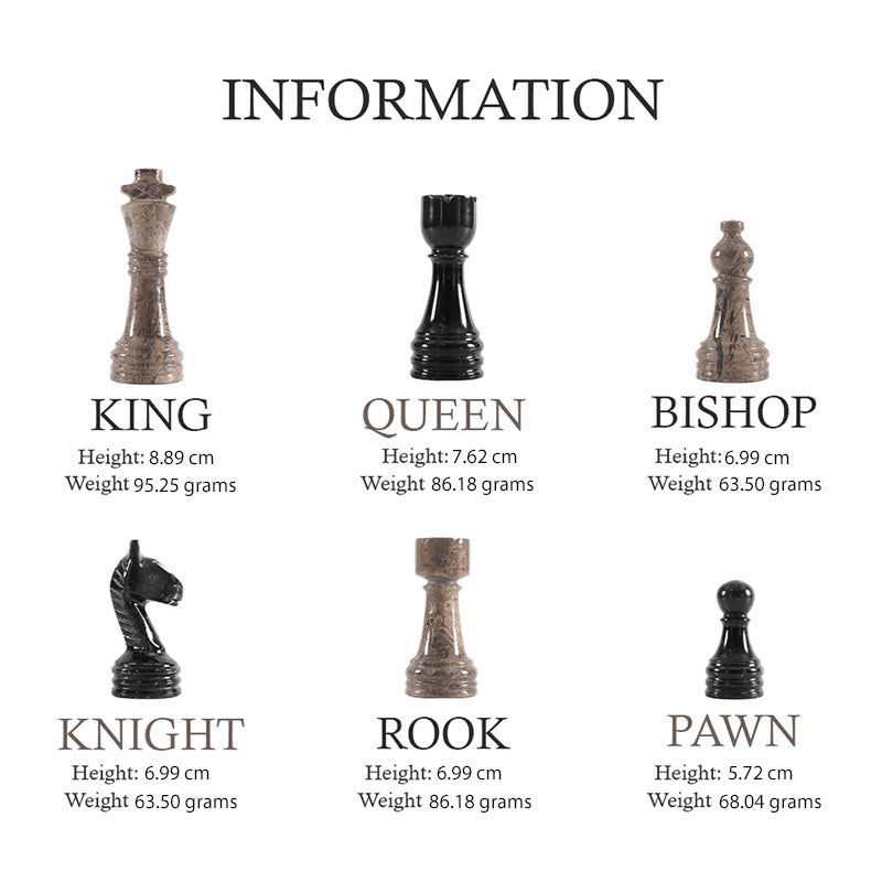 Marble Chess Set 38cm – Black & Oceanic
