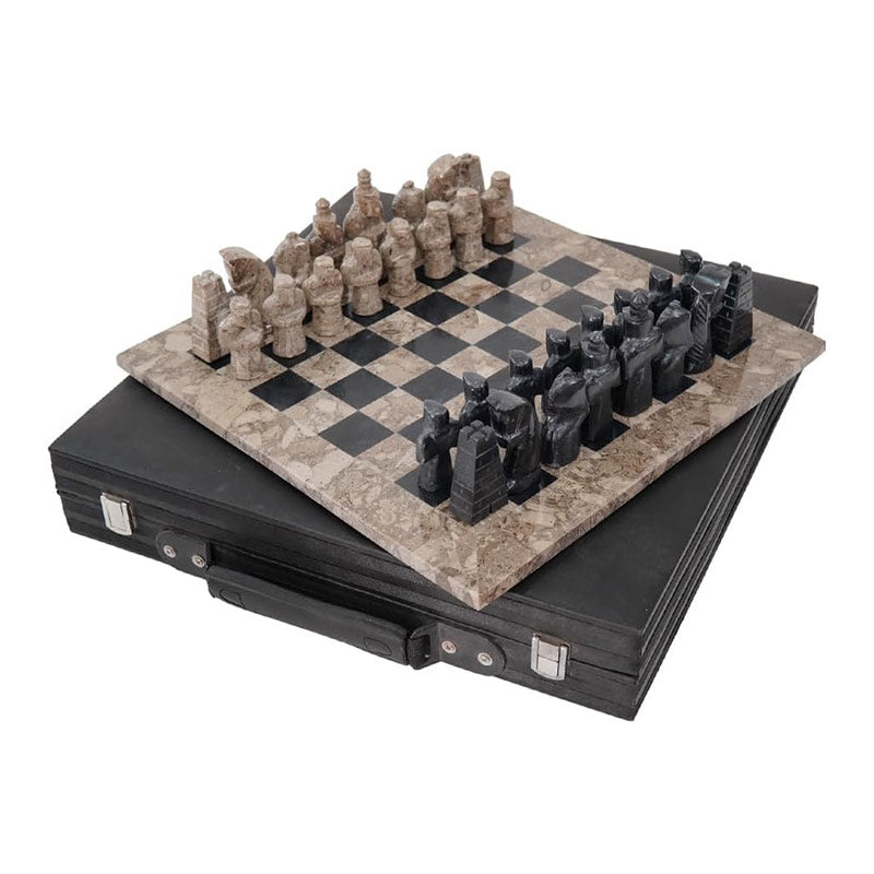 Marble Chess Set 38cm – Black & Oceanic