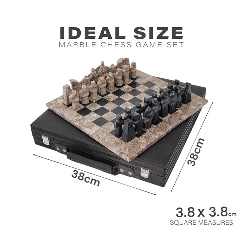 Marble Chess Set 38cm – Black & Oceanic