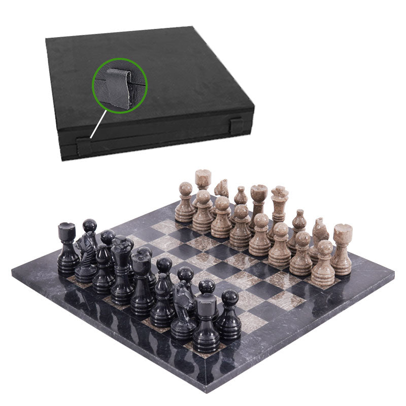 Marble Chess Set 38cm – Black & Oceanic
