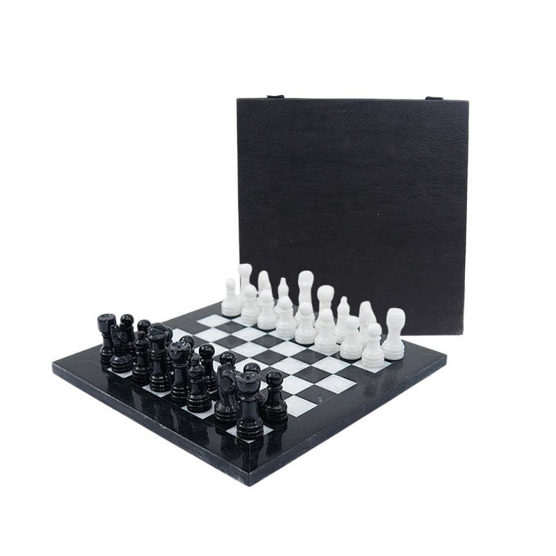 Marble Chess Set 25cm – Black & White