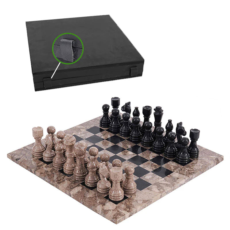 Marble Chess Set 38cm – Black & Oceanic