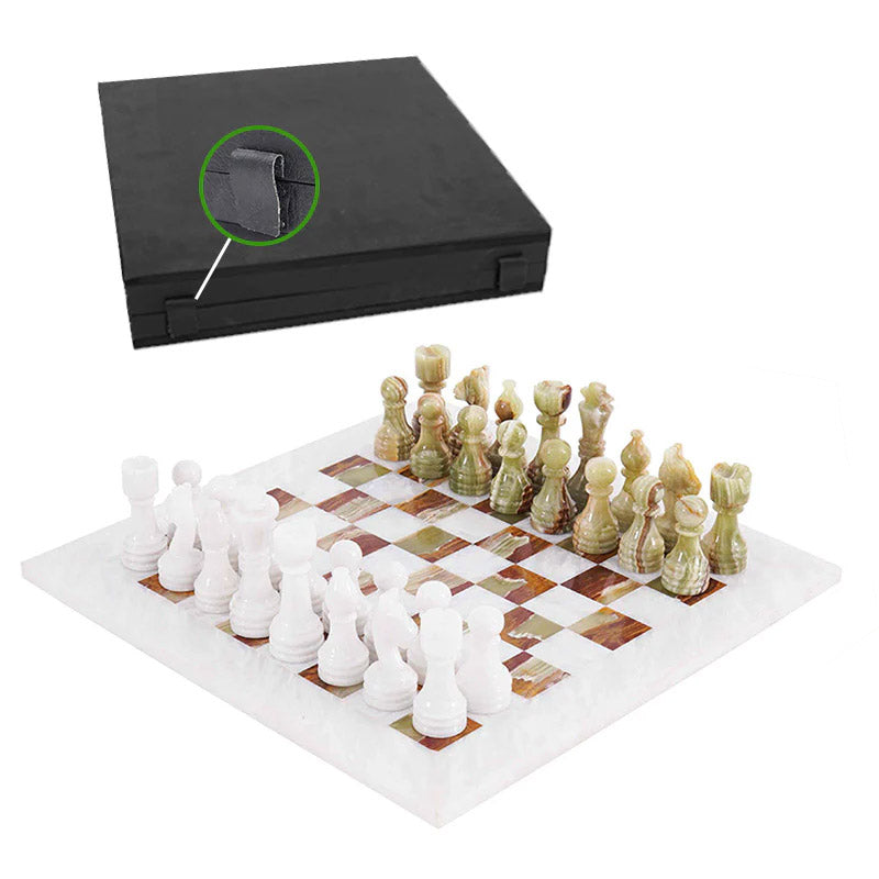 Marble Chess Set 38cm – Green & White