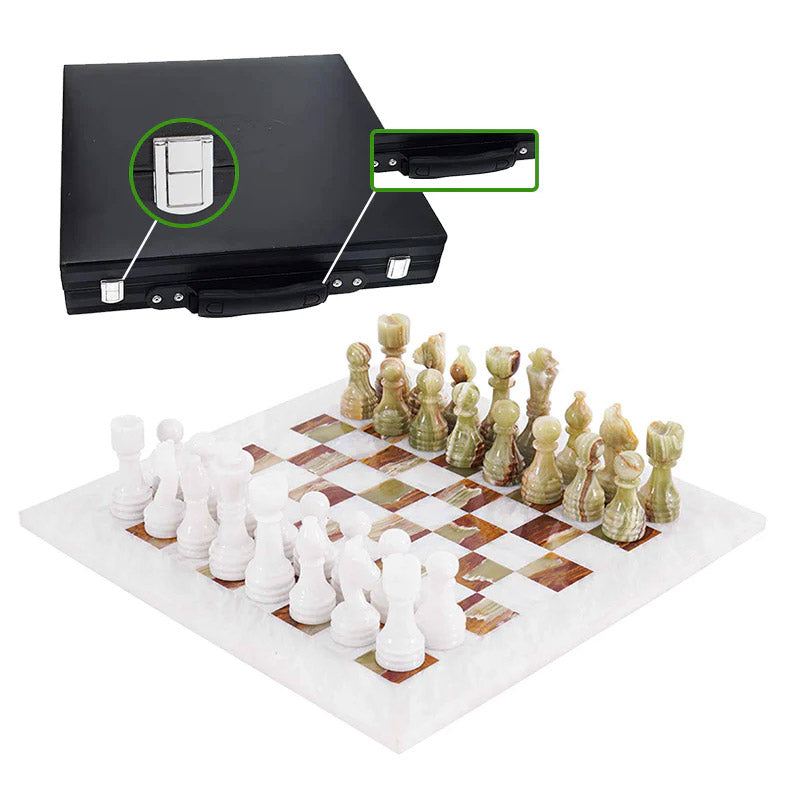 Marble Chess Set 38cm – Green & White