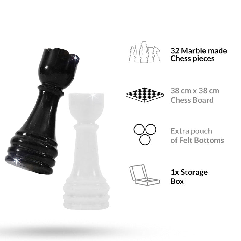 Marble Chess Set 38cm – Black & White