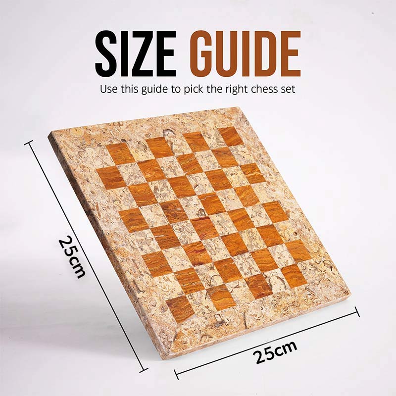 Marble Chess Set 25cm – Coral & Red