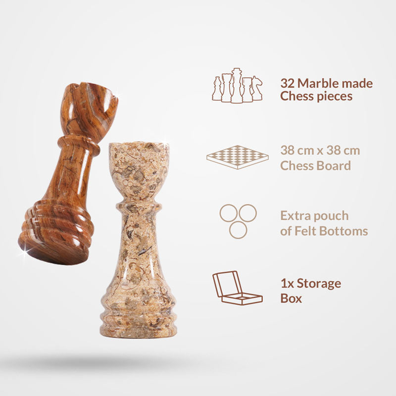 Marble Chess Set 38cm – Coral & Red
