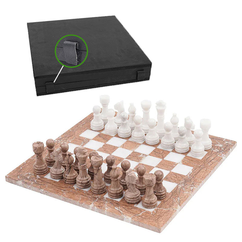 Marble Chess Set 38cm – Marinara & White