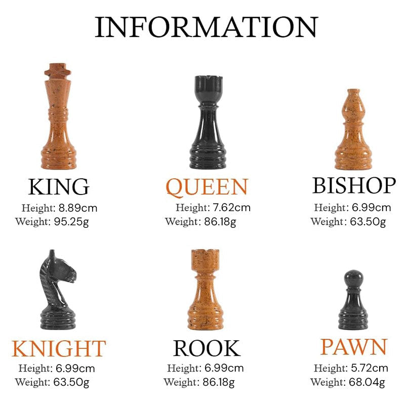 Marble Chess Set 38cm – Black & Golden