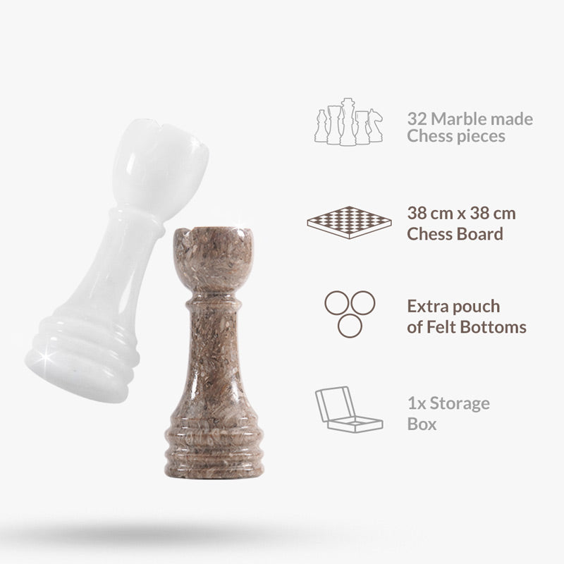 Marble Chess Set 38cm – Oceanic & White
