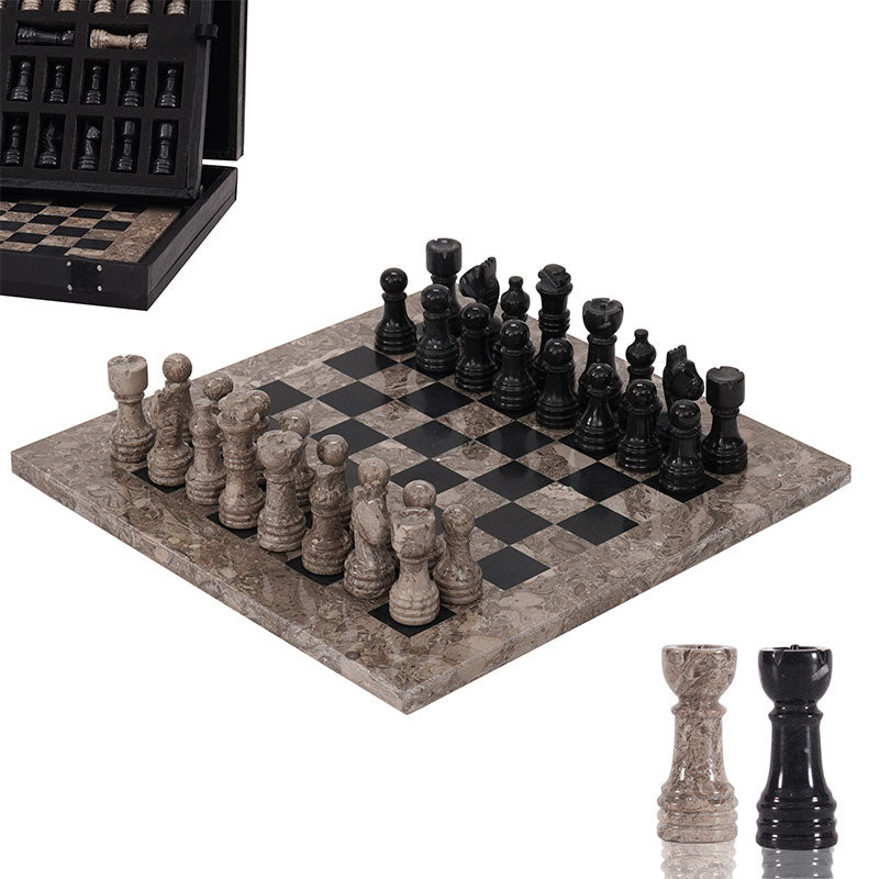 Marble Chess Set 25cm –  Oceanic & Black