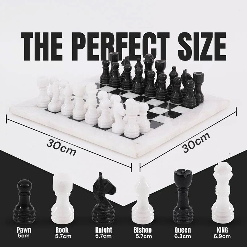 Marble Chess Set 30cm – Black & White