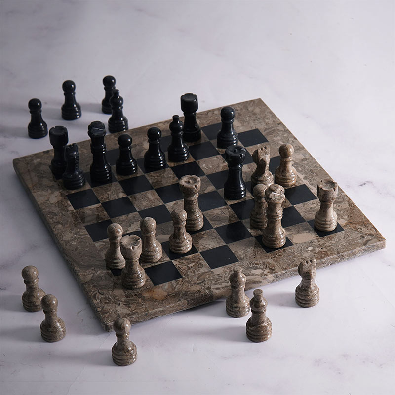 Marble Chess Set 25cm –  Oceanic & Black