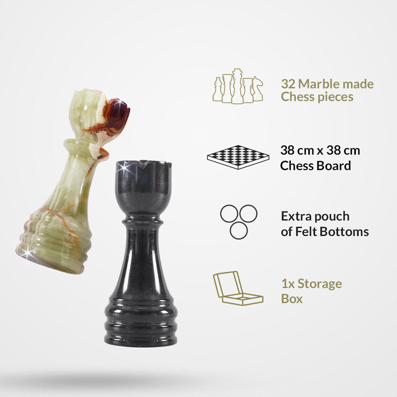 Marble Chess Set 38cm – Black & Green