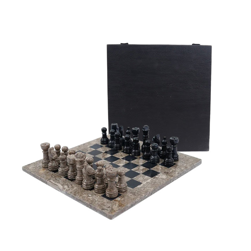 Marble Chess Set 25cm –  Oceanic & Black