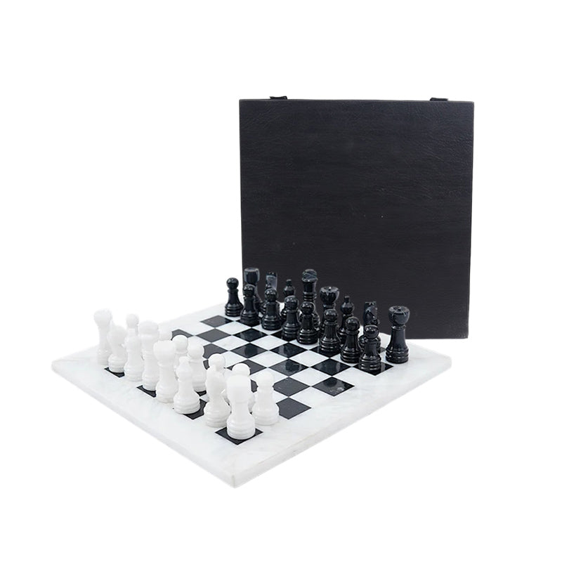 Marble Chess Set 25cm – Black & White