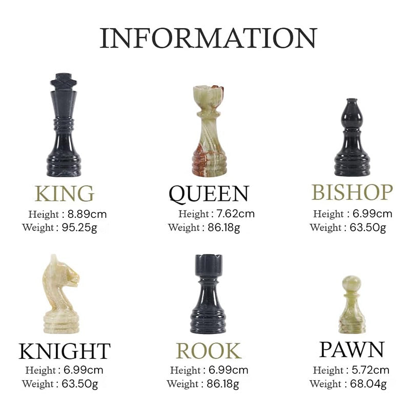Marble Chess Set 38cm – Black & Green
