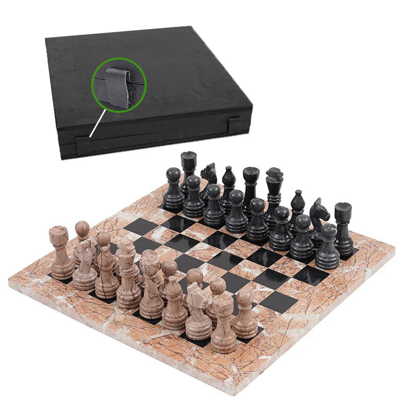 Marble Chess Set 38cm – Black & Marinara
