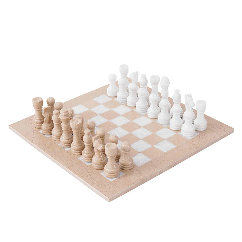 Marble Chess Set 38cm – Verona & White