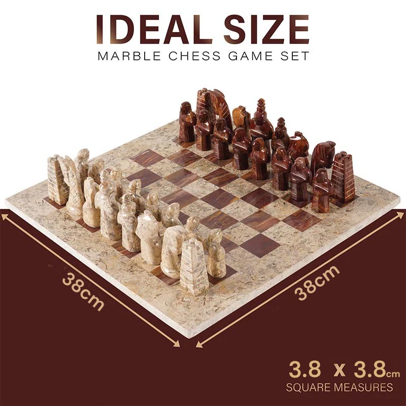 Marble Chess Set 38cm Special Edition Chess Set – Coral & Red