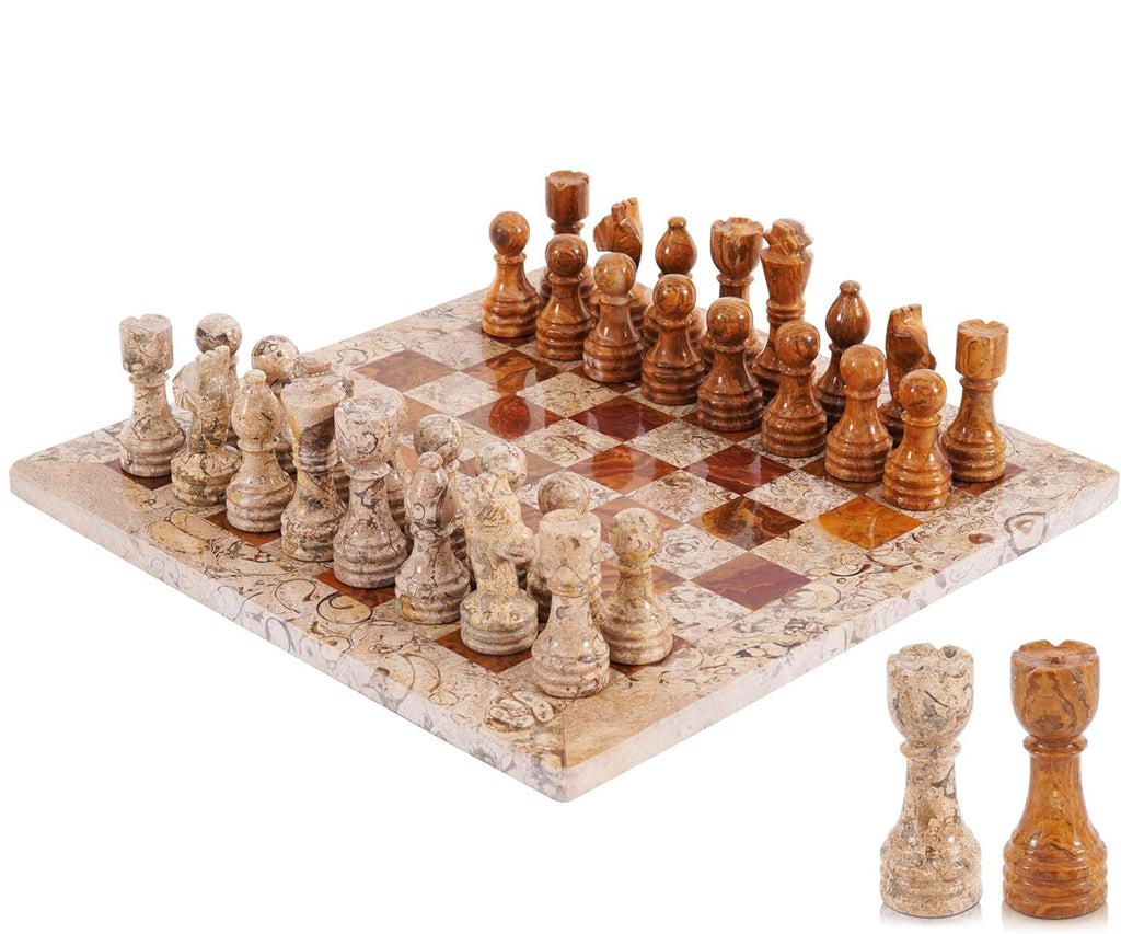 Handmade Marble Tournament Full Chess Game Set + Standard Storage Box