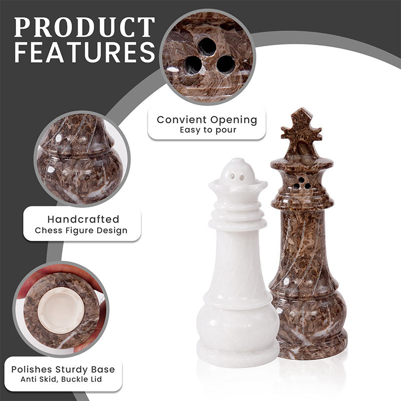 Marble Salt & Pepper Set - Chess Design