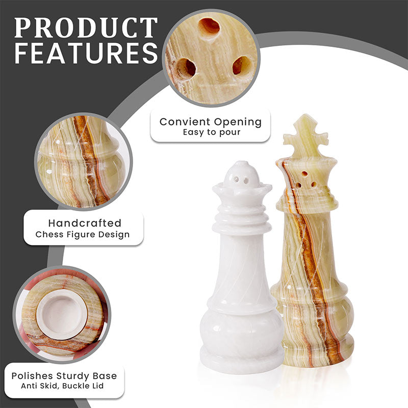 Marble Salt & Pepper Set - Chess Design