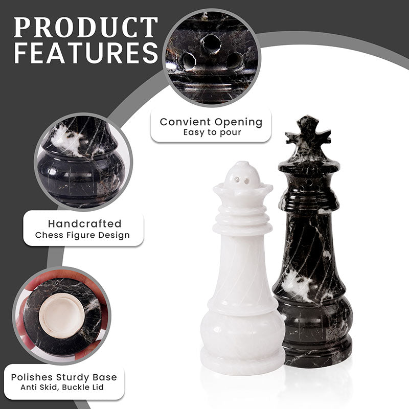 Marble Salt & Pepper Set - Chess Design