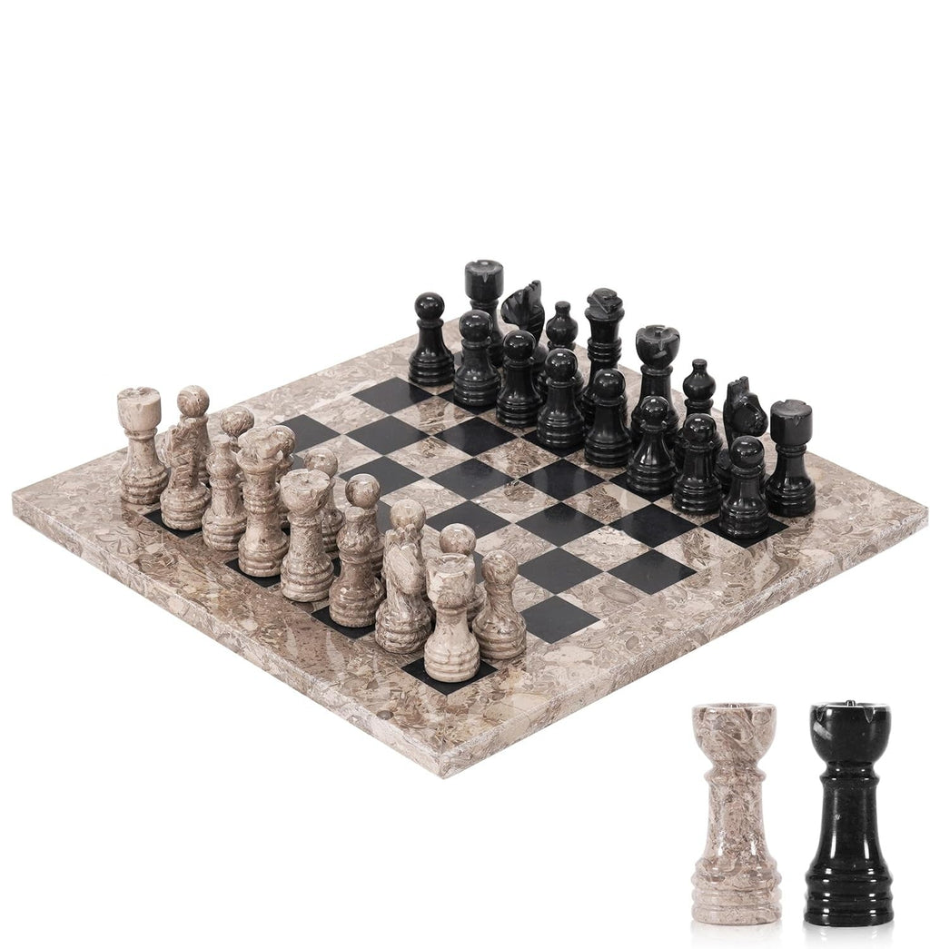 Handmade Marble Tournament Full Chess Game Set + Standard Storage Box