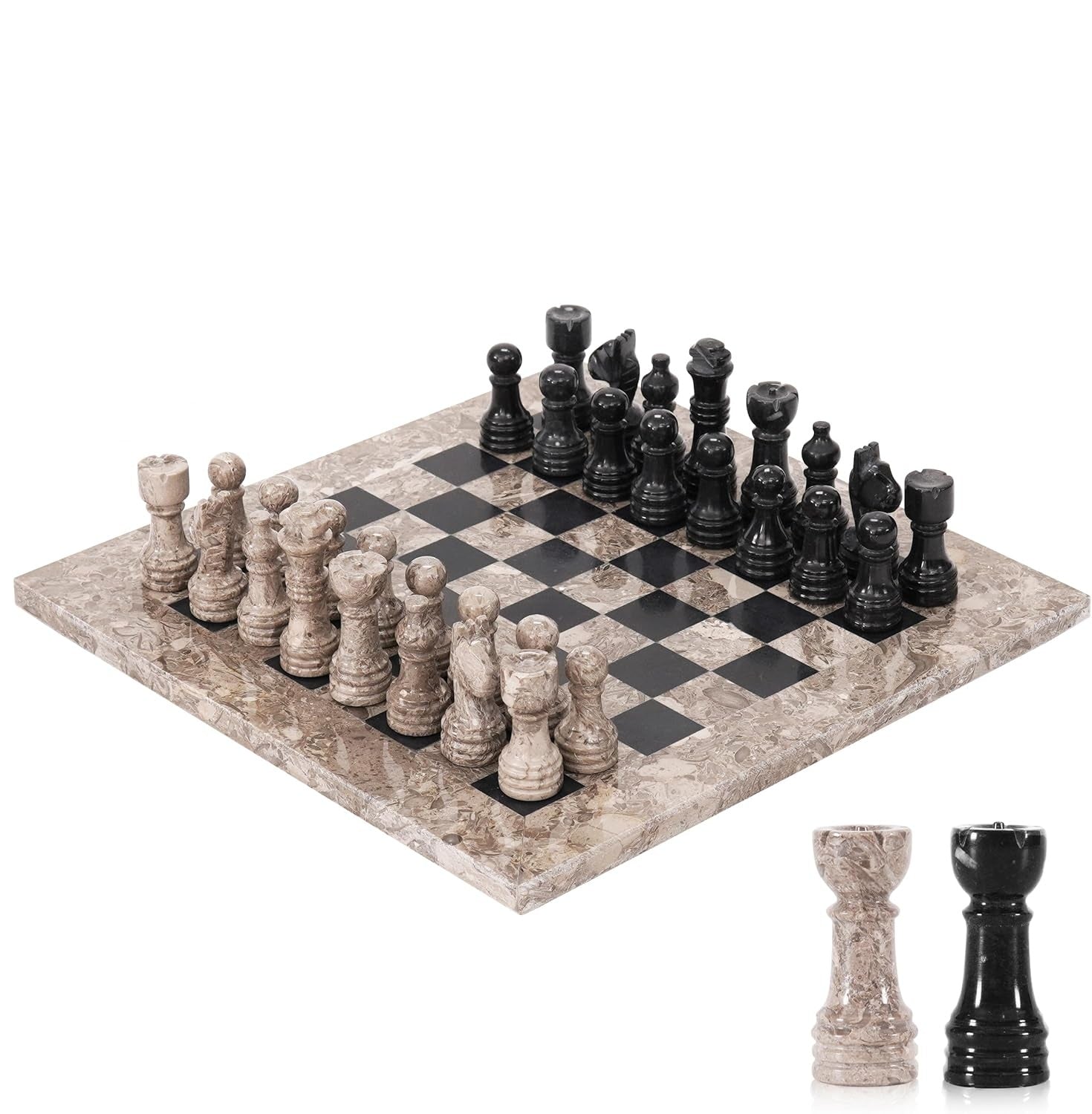 Handmade Marble Tournament Full Chess Game Set + Standard Storage Box