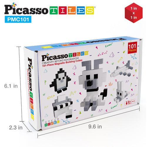 Picasso Tiles - Magnetic Building Cubes - 101pcs (2.5CM BK,W